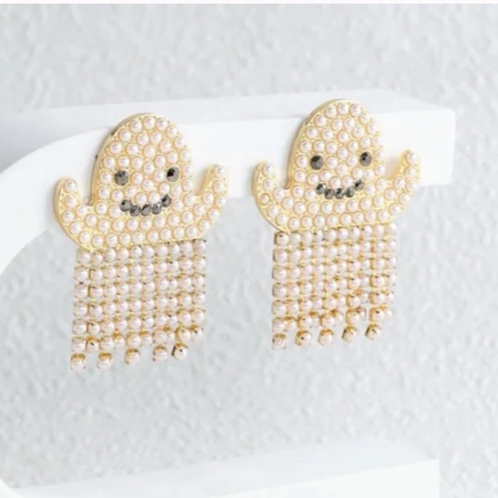 โค๏ธ FREE Ghost Spooky Halloween Pop Art Rhinestone Hipster Hippie Boho Earrings
